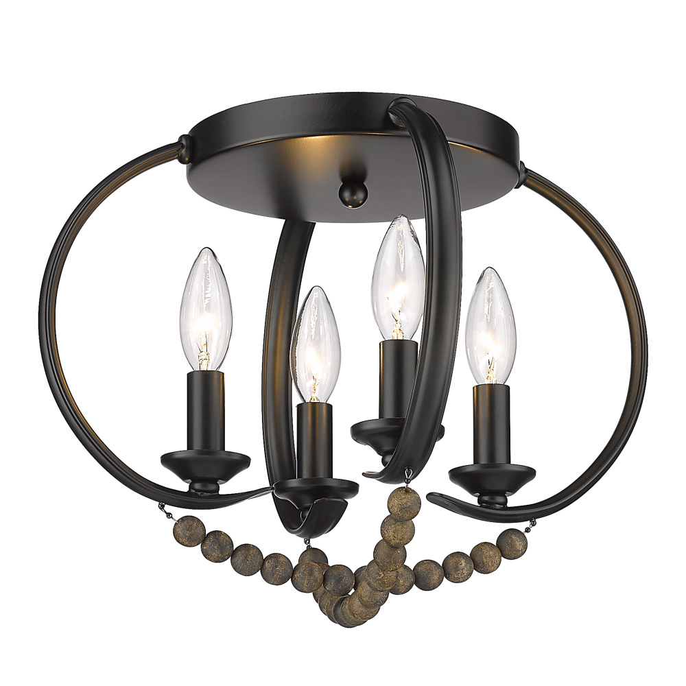 Golden Lighting Flori 4-light Flush Mount in Matte Black